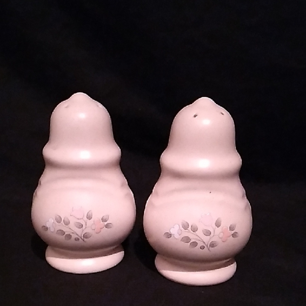 Pfaltzgraff 1980's Rememberance Patteren Cream Salt and Pepper Shakers (S1)